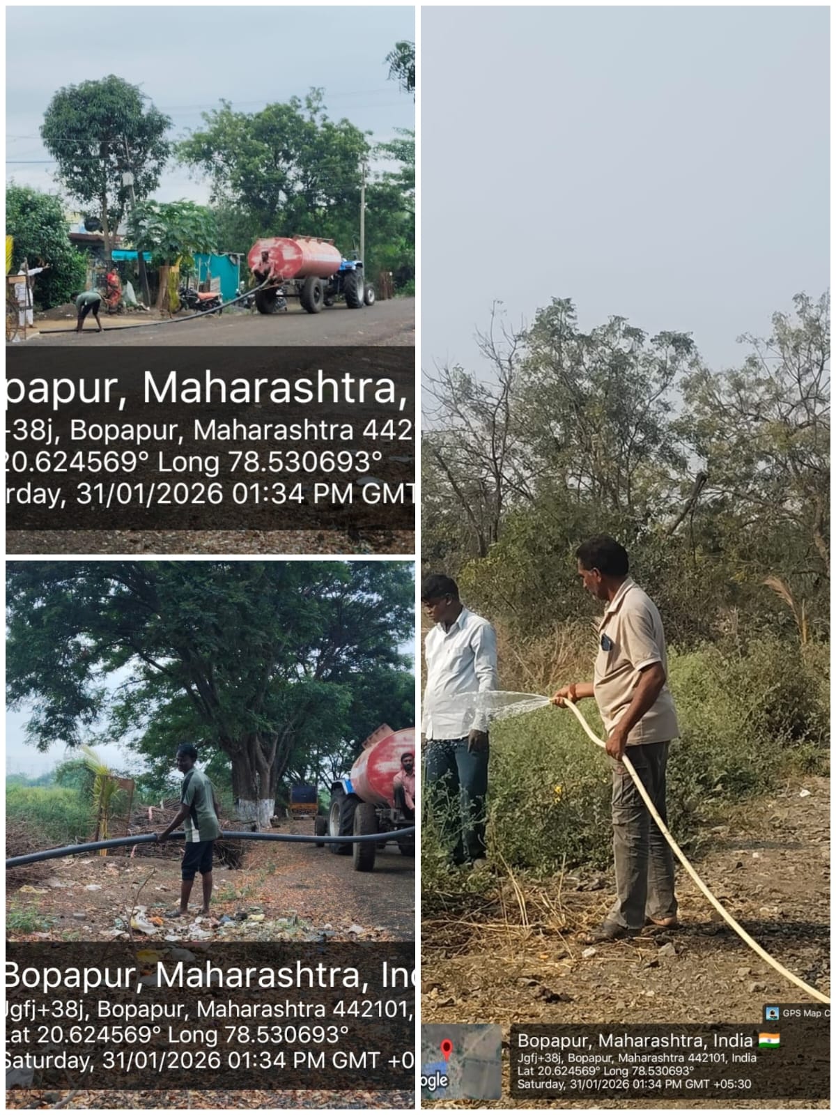 टँकरद्वारे झाडांना पाणी पुरवठा